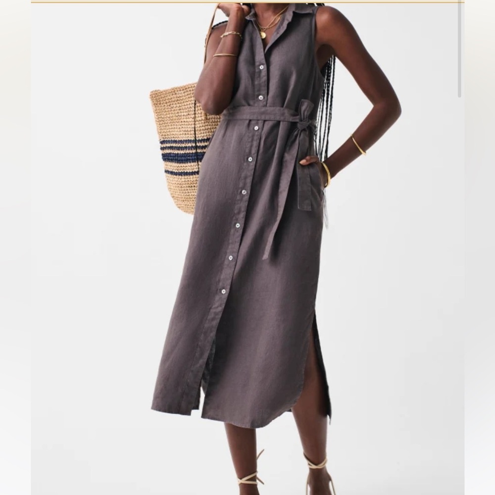 Faherty Linen Laguna Sleeveless Shirt Dress